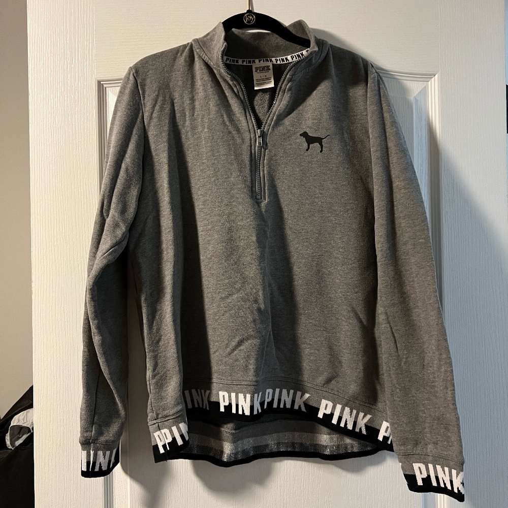 VS Pink Quarter Zip- grey